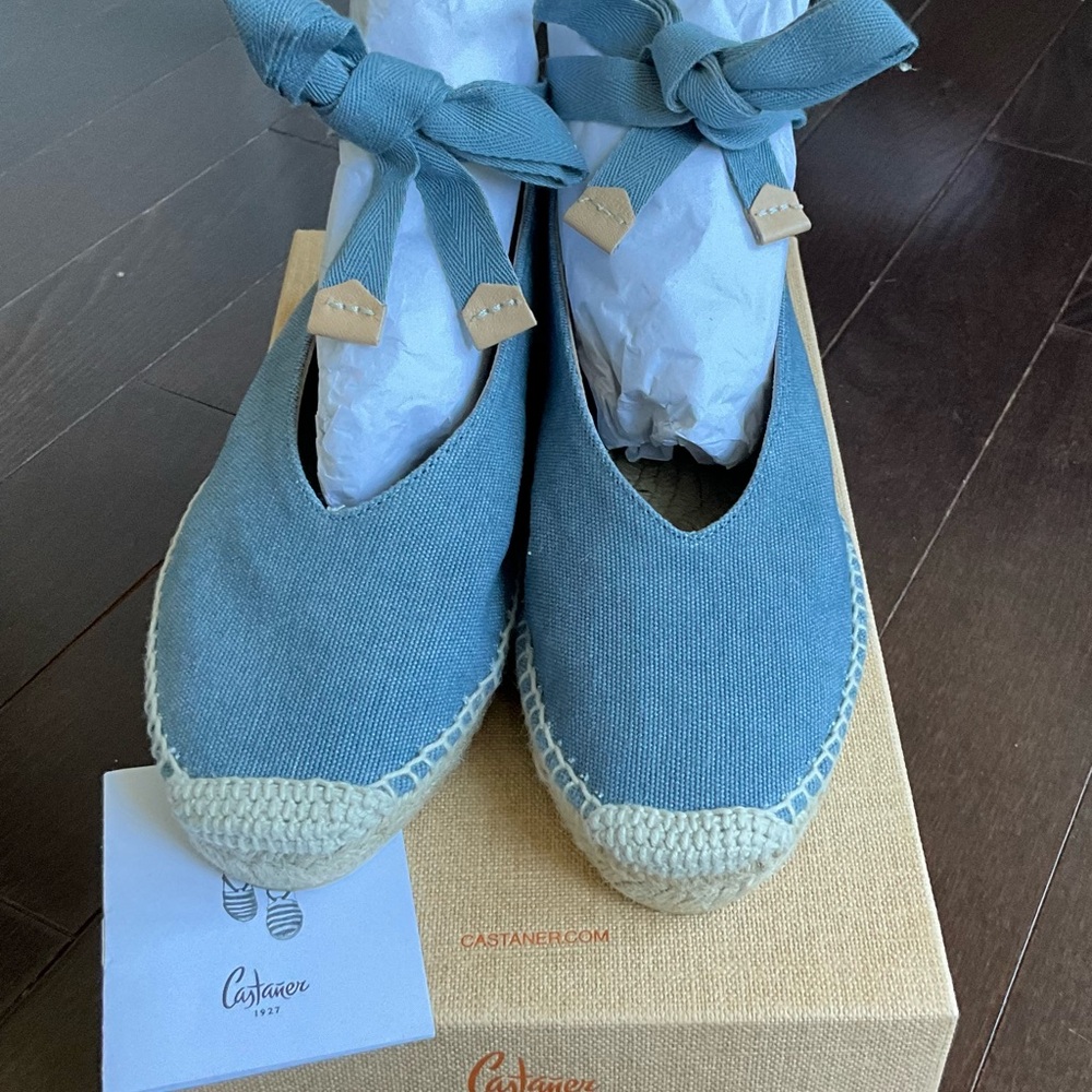 Castañer GEA Citadel Canvas Espadrilles with Wrap Ties Size 37
